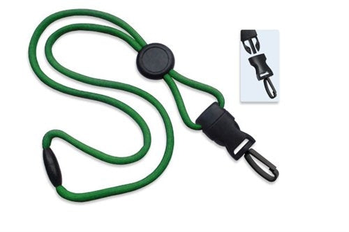 1/4" (6 MM) Round Lanyard with Breakaway, Round Slider and DTACH Plastic Swivel Snap Hook, Qty = 100