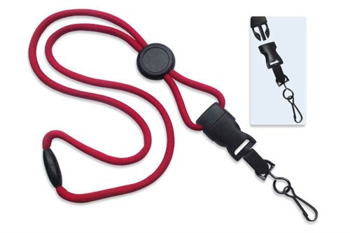 1/4" (6 MM) Round Lanyard with Breakaway, Round Slider and DTACH Swivel Hook, Qty = 100