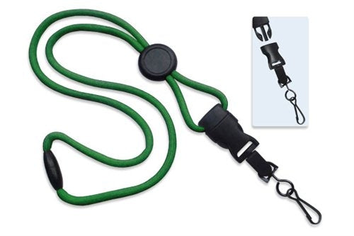 1/4" (6 MM) Round Lanyard with Breakaway, Round Slider and DTACH Swivel Hook, Qty = 100