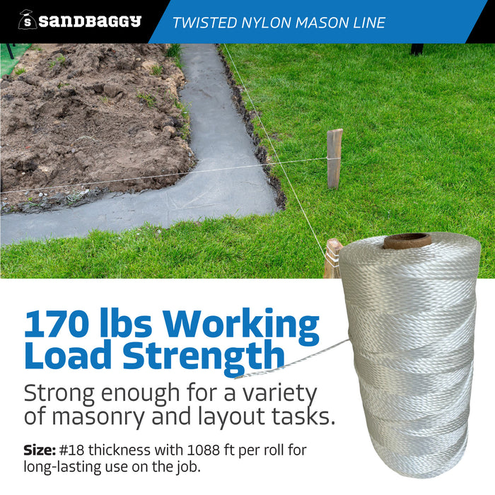 #18 x 1088 ft Twisted Nylon Mason Line - Construction String