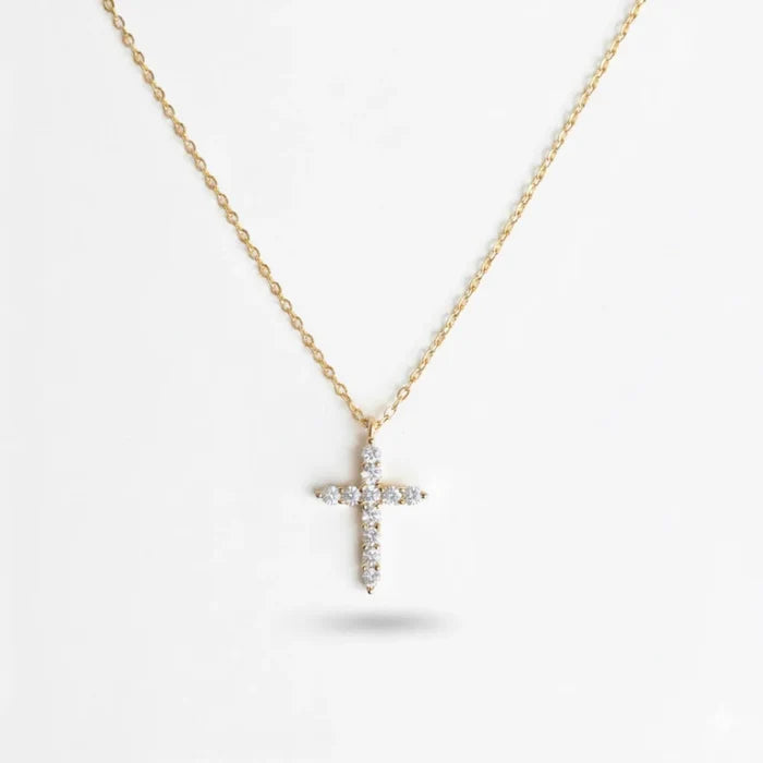 18K Gold Dipped Sterling Silver Dainty Cross Necklace