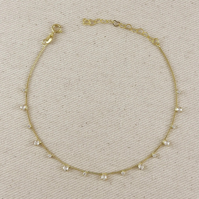 18k Gold Filled Micro Cubic Zirconia Anklet