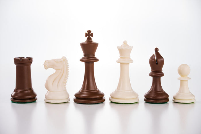 3 3/4" Emisario Player Chess Pieces - Brown and White - Piece - Chess-House