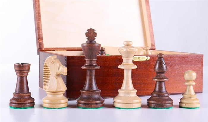 3 3/4" Standard Staunton Chess Pieces #6 in Dark Wood Box - Piece - Chess-House