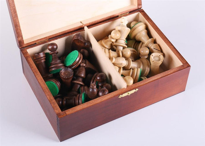 3 3/4" Standard Staunton Chess Pieces #6 in Dark Wood Box - Piece - Chess-House