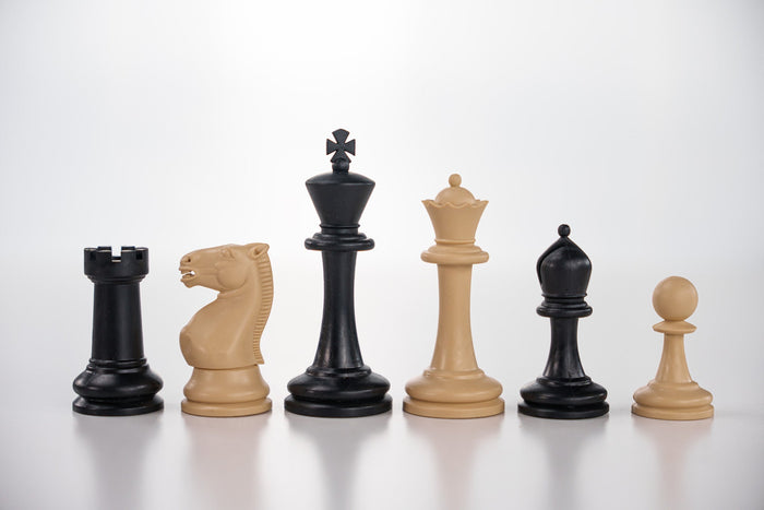 3 3/4" Plastic Staunton Club Chess Pieces - Black and Tan - Piece - Chess-House