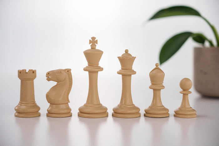 3 3/4" Plastic Staunton Club Chess Pieces - Black and Tan - Piece - Chess-House