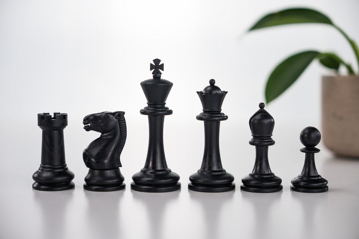 3 3/4" Plastic Staunton Club Chess Pieces - Black and Tan - Piece - Chess-House
