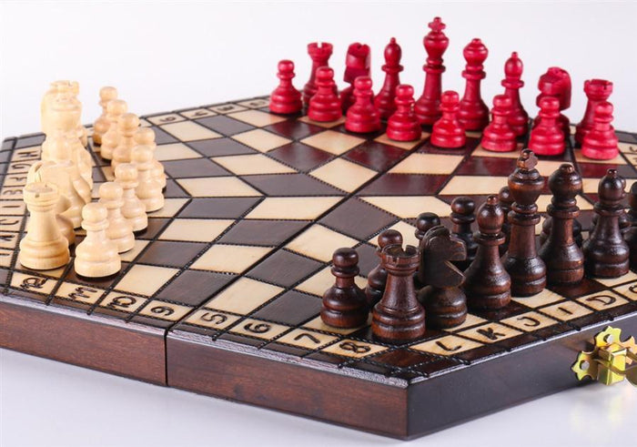 3 Player Small Wood Chess Set - Chess Set - Chess-House