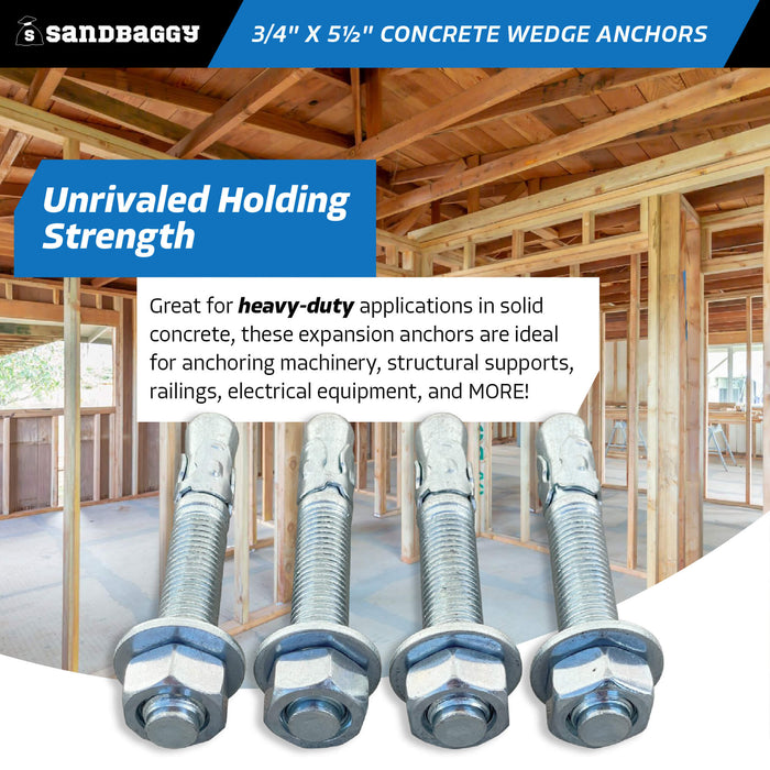 3/4" x 5-1/2" concrete wedge anchors - heavy duty