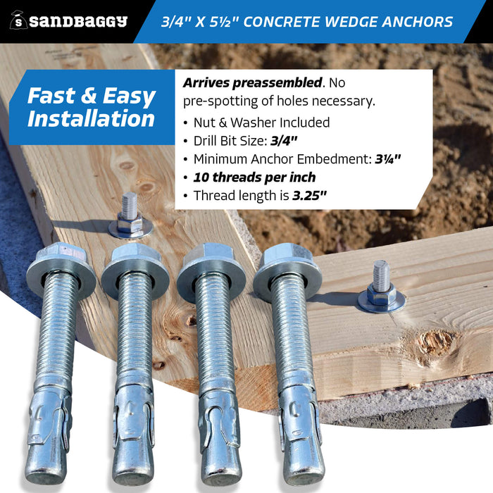 3/4" x 5-1/2" concrete wedge anchors - installation