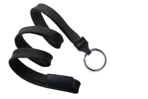 3/8" (10 MM) Flat Braid Breakaway Woven Lanyard with a Universal Slide Adapter and Black-Oxidized Swivel Hook, Qty = 1000