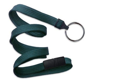 3/8" (10 MM) Flat Braid Breakaway Woven Lanyard with a Universal Slide Adapter and Black-Oxidized Split Ring, Qty = 1000