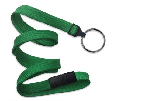 3/8" (10 MM) Flat Braid Breakaway Woven Lanyard with a Universal Slide Adapter and Black-Oxidized Split Ring, Qty = 1000