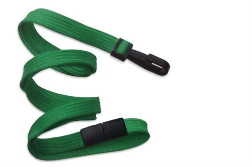 3/8" (10 MM) Flat Braid Breakaway Woven Lanyard with Narrow "No-Twist" Plastic Hook, Qty = 100