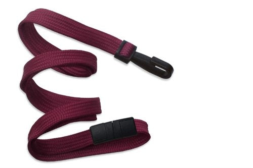 3/8" (10 MM) Flat Braid Breakaway Woven Lanyard with Narrow "No-Twist" Plastic Hook, Qty = 100
