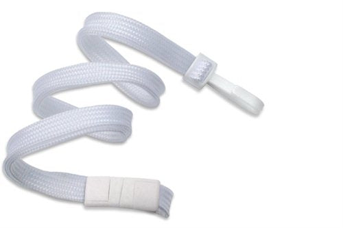 3/8" (10 MM) Flat Braid Breakaway Woven Lanyard with Narrow "No-Twist" Plastic Hook, Qty = 100