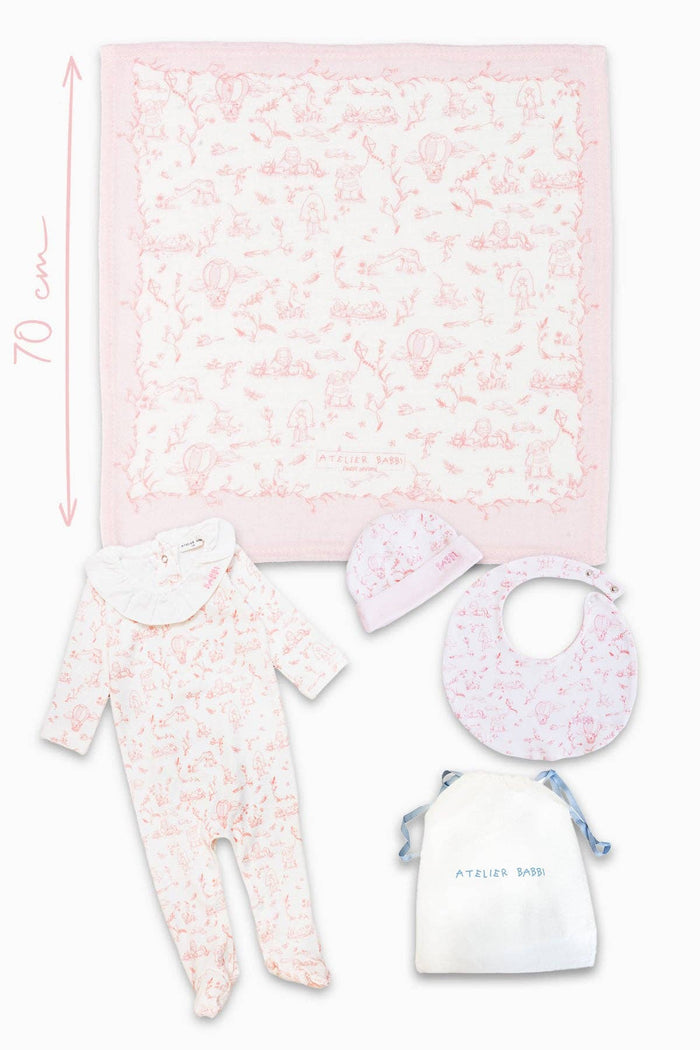 4-Piece Newborn Set - Toile De Jouy / Pink