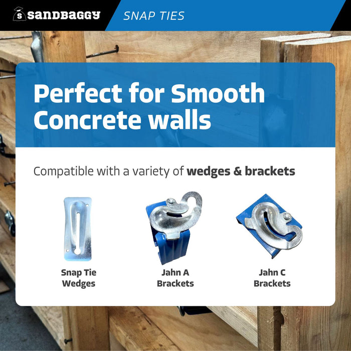 48" x 4 ¾" Standard Snap Ties For Concrete Forms (Short End) - 1" Plastic Cones