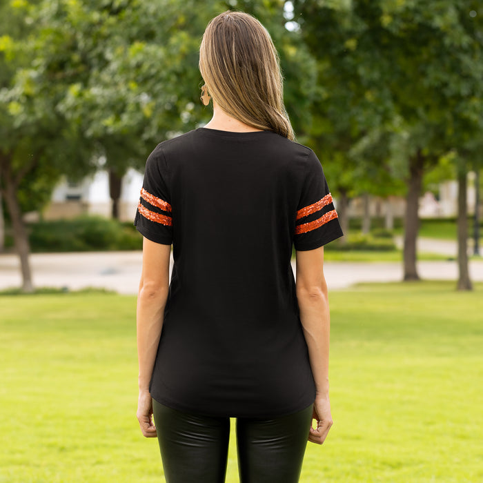 50116 - SPOOKY Halloween Half Sleeve Top with Sequin Accents