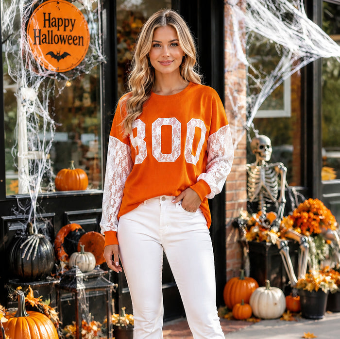 50326 – BOO Lace Long Sleeve Top