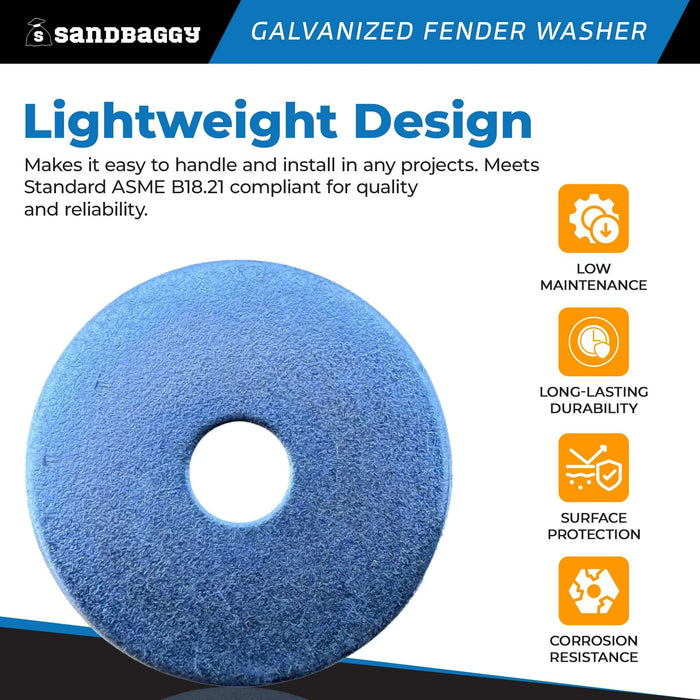 5/16” x 1-1/2” Galvanized Fender Washer (Zinc Plated)
