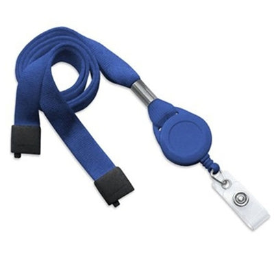 5/8" (16 MM) Flat Tubular Lanyard with Breakaway and Slotted Reel with Clear Vinyl Strap, Qty = 100