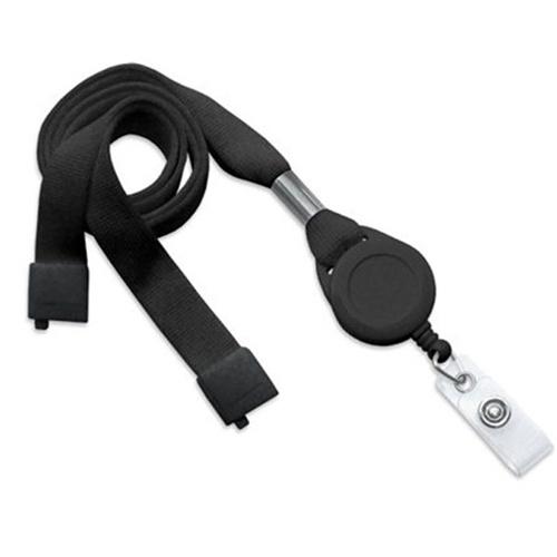 5/8" (16 MM) Flat Tubular Lanyard with Breakaway and Slotted Reel with Clear Vinyl Strap, Qty = 100