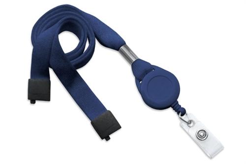 5/8" (16 MM) Flat Tubular Lanyard with Breakaway and Slotted Reel with Clear Vinyl Strap, Qty = 100