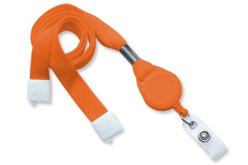 5/8" (16 MM) Flat Tubular Lanyard with Breakaway and Slotted Reel with Clear Vinyl Strap, Qty = 100