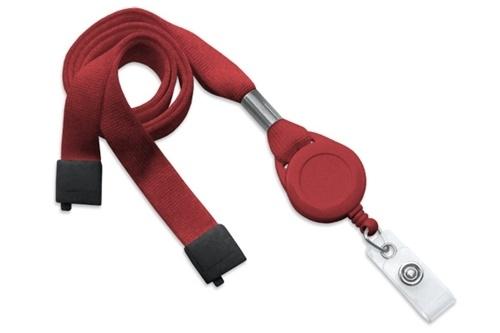 5/8" (16 MM) Flat Tubular Lanyard with Breakaway and Slotted Reel with Clear Vinyl Strap, Qty = 100