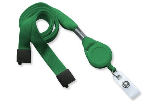 5/8" (16 MM) Flat Tubular Lanyard with Breakaway and Slotted Reel with Clear Vinyl Strap, Qty = 100