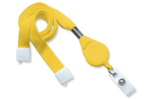 5/8" (16 MM) Flat Tubular Lanyard with Breakaway and Slotted Reel with Clear Vinyl Strap, Qty = 100