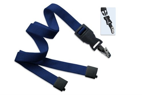 5/8" (16 MM) Flat Tubular Lanyard with Breakaway & DTACH Bulldog Clip, Qty = 100