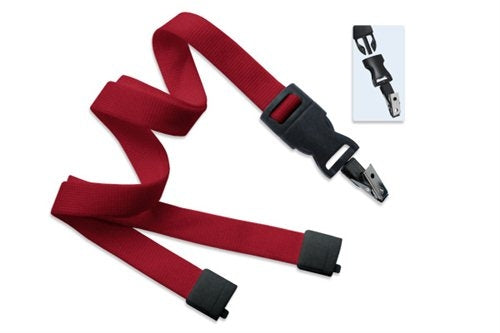 5/8" (16 MM) Flat Tubular Lanyard with Breakaway & DTACH Bulldog Clip, Qty = 100