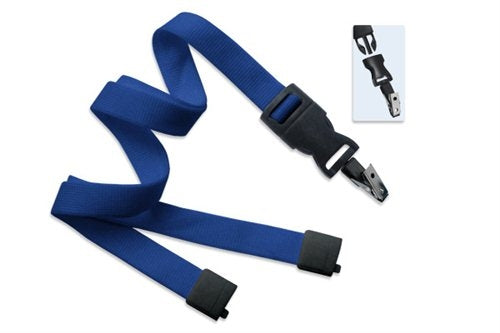 5/8" (16 MM) Flat Tubular Lanyard with Breakaway & DTACH Bulldog Clip, Qty = 100