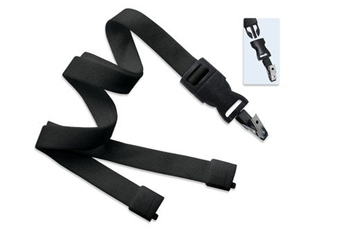 5/8" (16 MM) Flat Tubular Lanyard with Breakaway & DTACH Bulldog Clip, Qty = 100