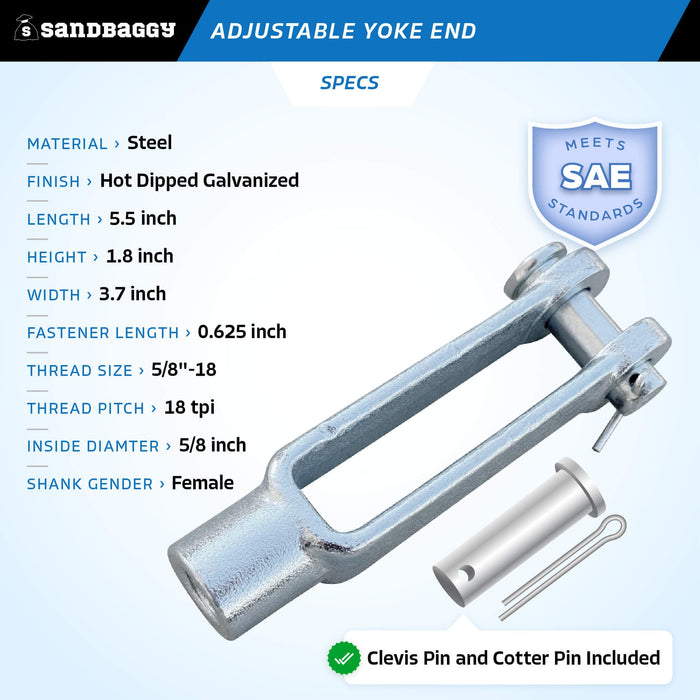 5/8" adjustable yoke end for sale