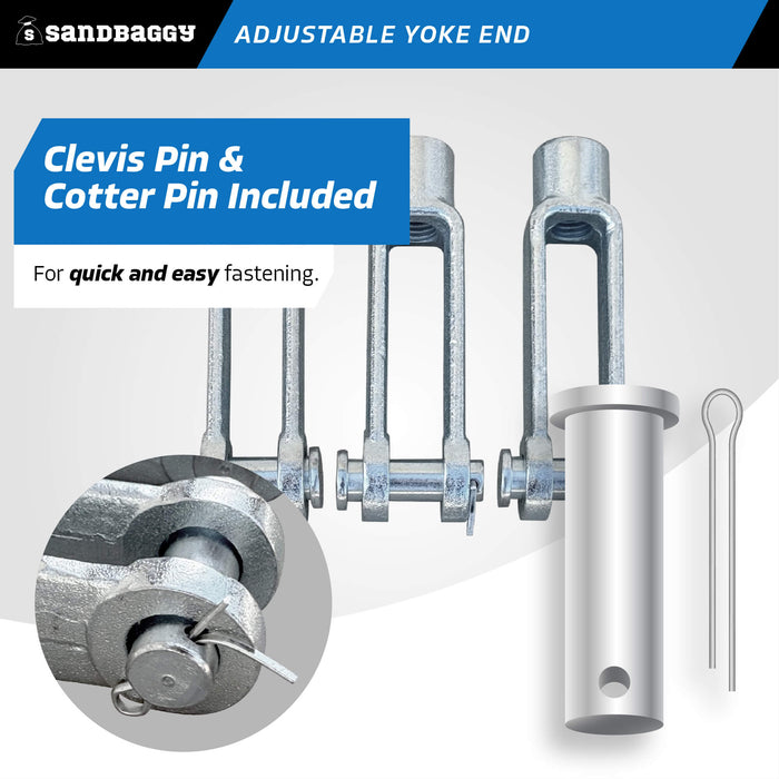 5/8" adjustable yoke end - clevis and cotter pin included