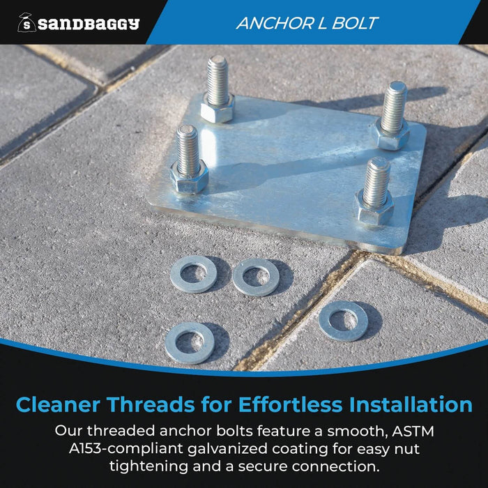 5/8" x 10" Threaded Concrete Anchor L-Bolts (Nuts & Washers Included) - Galvanized