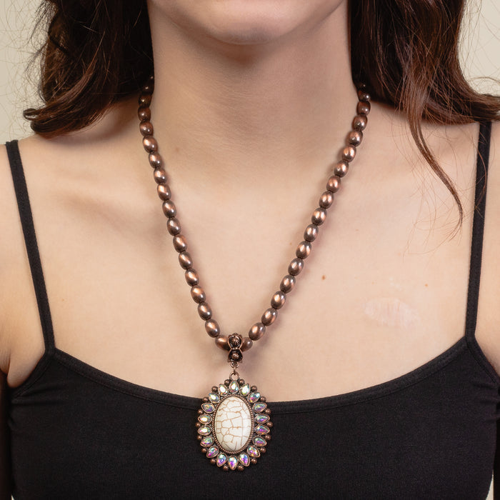 92161 - Squash Blossom Necklace - Ivory & Copper