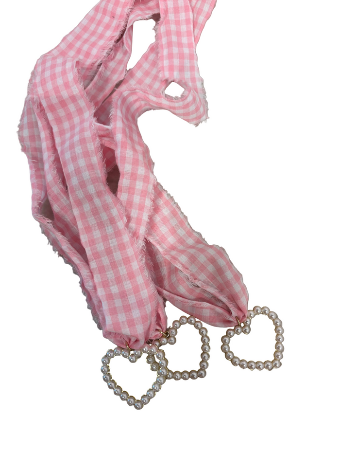 Bespoke Gingham Heart Long Ribbon Necklace