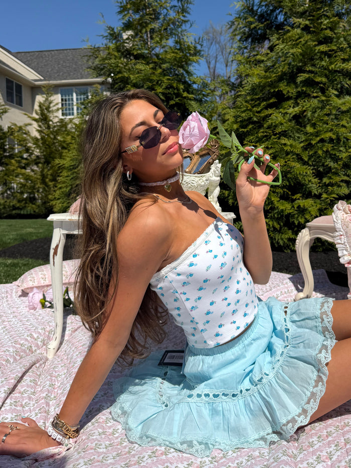Alexa Blue Flower Tube Top