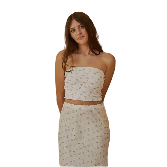 Alexa Top - White Ditsy