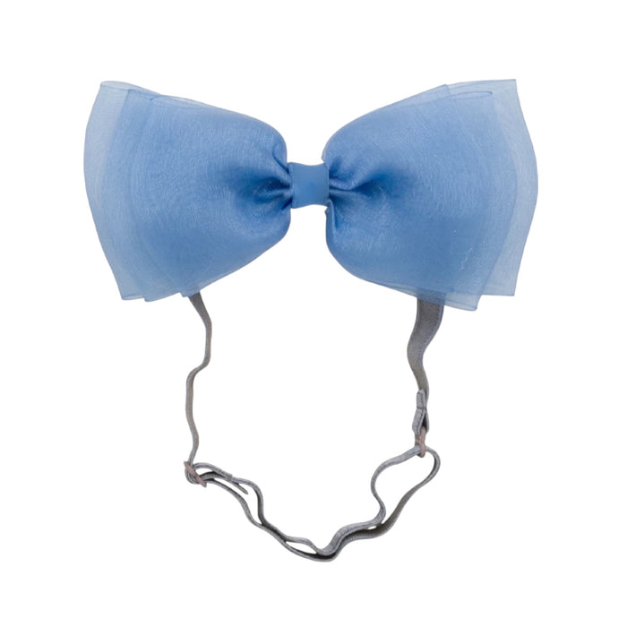 Allie Bow Mykonos Blue Organza Headband Wrap