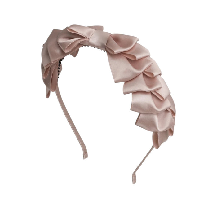 Amal Pleated Ribbon Vanilla Bow Headband