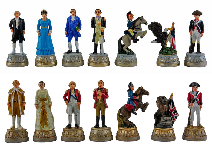 American War for Independence, Oxo-Teak Chess Pieces - 3-1/2" King - Piece - Chess-House