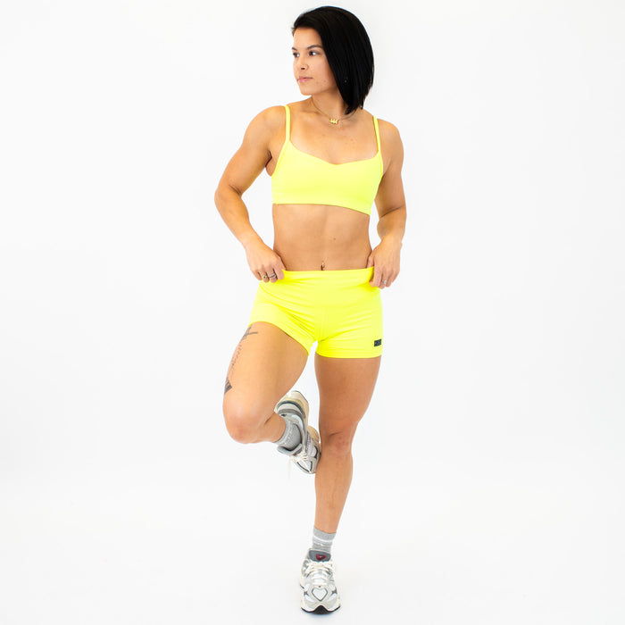 Neon Yellow Apex Contour Training Shorts For Women