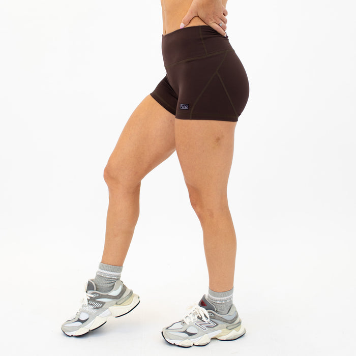 Chocolate Mid Rise Contour Training Shorts For Women