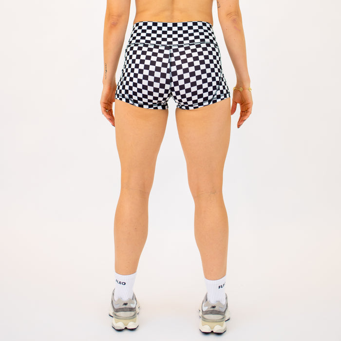 Black White Check Apex Contour Short 3.25" - Mid Rise by FLEO - 6